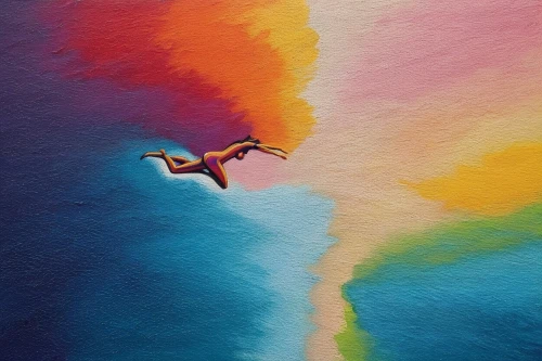 volar,rainbow pencil background,a flying dolphin in air,skydiver,vuelo,volare,rainbow background,abstract rainbow,parachutist,rainbow clouds,take-off of a cliff,volador,parachute fly,chalk drawing,colorful background,flying girl,parachute jumper,volant,glide,skydive,Illustration,Realistic Fantasy,Realistic Fantasy 25
