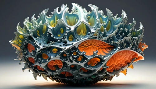 mandelbulb,cinema 4d,crystal egg,coral fish,glass sphere,deep sea nautilus,coral guardian,fractals art,fractalius,nautilus,fractal environment,coral reef,coccolithophores,infusoria,tiger turtle,pilgrim shell,forest fish,zoa,gradient mesh,generative,Illustration,Realistic Fantasy,Realistic Fantasy 25