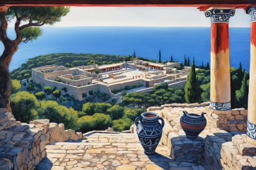 palace of knossos,knossos,minoans,minoan,ephesus,mycenaean,panathenaic,mycenae,amphipolis,lycian,laodicea,mycenean,carthage,dodecanese,cephalonia,mycenaeans,athenian,tarraco,kythera,nemea,Illustration,Paper based,Paper Based 20