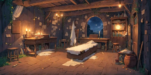 apothecary,nook,the little girl's room,innkeeper,examination room,doctor's room,study room,sleeping room,abandoned room,scriptorium,boy's room picture,storybook,consulting room,witch's house,game illustration,children's bedroom,one room,dandelion hall,room,ornate room,Anime,Anime,Traditional