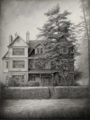 house drawing,lincoln's cottage,old colonial house,creepy house,maplecroft,farmhouse,charcoal drawing,new england style house,the haunted house,house in the forest,voorheesville,witch's house,house with lake,house painting,doll's house,woman house,pencil drawing,old house,hand-drawn illustration,homestead,Art sketch,Art sketch,Ultra Realistic