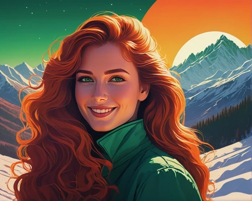 melisandre,vector illustration,sierras,fantasy portrait,sierra,merida,vector art,autumn icon,digital illustration,portrait background,romantic portrait,world digital painting,lysa,vedra,triss,snowy peaks,digital painting,game illustration,iansa,tropico,Conceptual Art,Sci-Fi,Sci-Fi 12