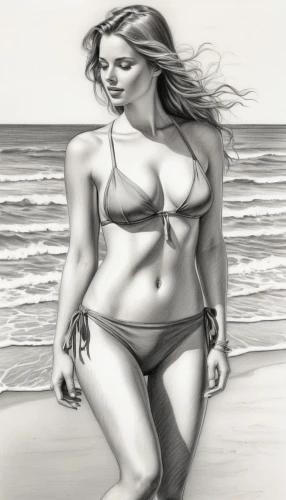 beach background,beachgoer,charcoal drawing,female model,summer line art,dessin,advertising figure,pencil drawings,shadings,walk on the beach,rotoscoped,girl drawing,pencil drawing,female swimmer,world digital painting,mono-line line art,rousey,game drawing,charcoal pencil,airbrushing,Illustration,Black and White,Black and White 30
