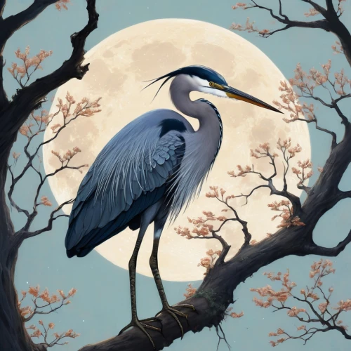 blue heron,blue crane,heronry,bird painting,ardea,blue moon,nocturnal bird,heron,gray heron,egretta,night bird,pacific heron,crane,blue bird,herons,bird illustration,cow heron,spoon heron,coastal bird,reiger,Unique,Design,Character Design