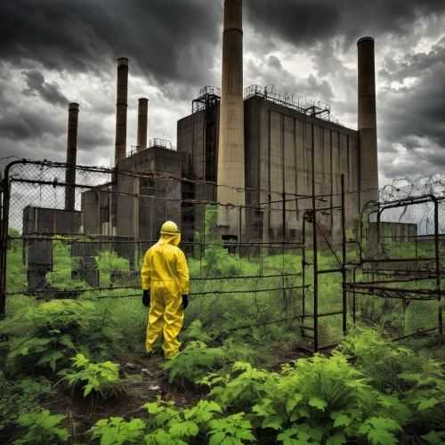 chemical plant,decontaminated,chernogorneft,chernobyls,industrial landscape,contaminated,decontaminate,chernobyl,environmental destruction,precipitator,chernovol,contaminants,radiochemical,petrochemicals,yellow machinery,radioactive leak,nuclear waste,brownfields,industrial ruin,bioremediation,Illustration,Realistic Fantasy,Realistic Fantasy 21