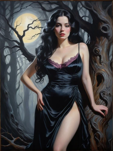 vampira,vampirella,vampire woman,hekate,samhain,drusilla,vampire lady,vampyre,vampyres,gothic woman,morticia,bewitching,elvira,the enchantress,rasputina,gothic portrait,halloween poster,hecate,burlesques,fantasy woman,Art,Classical Oil Painting,Classical Oil Painting 23