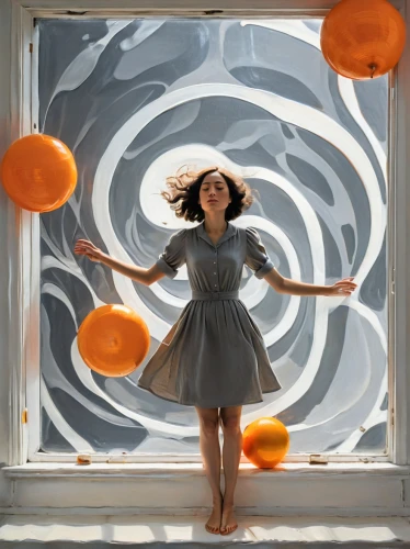 little girl with balloons,orange,oranges,conceptual photography,flying seeds,drawing with light,girl with speech bubble,little girl in wind,inflates soap bubbles,orange slices,whirling,orange petals,falling objects,flying seed,swirling,dance with canvases,oranges half,flounce,whirlwind,evgenia,Illustration,Vector,Vector 12