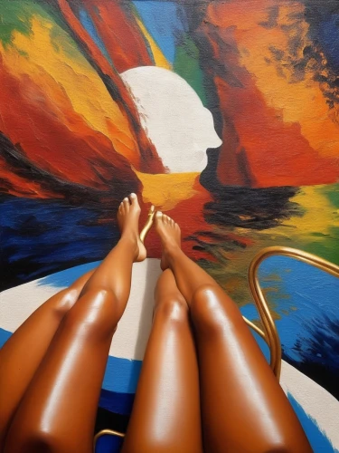 oil painting on canvas,pintura,sunbathers,oil on canvas,oil painting,canoes,acrylic paint,reflexology,oil paint,mousseau,pinturas,art painting,pittura,paintin,bronzing,women's legs,rowing boats,paddle board,peinture,indigenous painting,Illustration,Realistic Fantasy,Realistic Fantasy 21