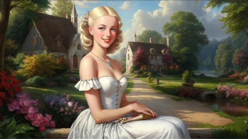 girl in the garden,dorthy,vasilisa,housemaid,dirndl,fraulein,cinderella,antoinette,romantic portrait,marylyn monroe - female,girl in flowers,nelisse,marilyn monroe,liselotte,fairy tale character,fantasy portrait,mamie van doren,portrait background,girl picking flowers,fantasy picture