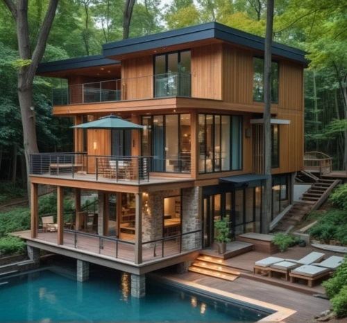 forest house,house in the forest,pool house,house by the water,house with lake,treehouse,tree house hotel,tree house,dreamhouse,modern house,beautiful home,fallingwater,summer house,modern architecture,timber house,treehouses,wooden house,new england style house,luxury property,deckhouse