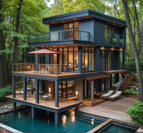 pool house,house by the water,house with lake,modern house,forest house,dreamhouse,summer house,beautiful home,modern architecture,house in the forest,inverted cottage,treehouse,beach house,wooden house,new england style house,tree house,luxury property,summer cottage,private house,timber house