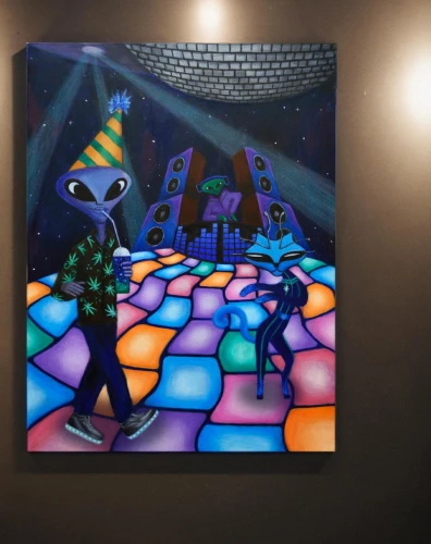 ufo interior,spaceland,epcot spaceship earth,dancefloor,disco,alebrije,zooropa,extraterrestrials,ufos,epcot ball,art gallery,martians,varekai,extraterrestrial,dmt,space art,dancing couple,nightclub,interdimensional,spacecrafts