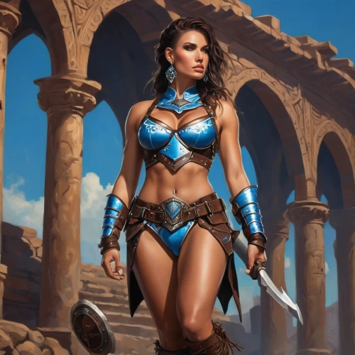 kitana,female warrior,blue enchantress,warrior woman,fantasy woman,fantasy warrior,fantasy art,themyscira,sandahl,yavana,swordswoman,amazona,shanna,teela,fey,akasha,zarina,fantasy picture,neith,unarmoured,Conceptual Art,Fantasy,Fantasy 14