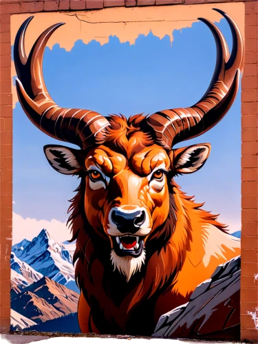 tauern,elks,bighorns,jackson hole store fronts,ibex,mountain sheep,livigno,nendaz,coloradan,engadin,bozeman,simmental,ramsau,maurienne,antelope island,valais,diablerets,tarentaise,moosehead,wall painting,Conceptual Art,Graffiti Art,Graffiti Art 07