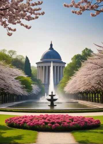 thomas jefferson memorial,fair park cherry blossoms,washingtonian,jefferson memorial,arlington cemetery,cinquantenaire,jardiniere,forbury,cherry blossom tree-lined avenue,zappeion,sanssouci,washingtonienne,cherry blossom festival,neoclassical,jeffersonian,the cherry blossoms,jefferson monument,decorative fountains,springtime background,fountain of friendship of peoples,Art,Artistic Painting,Artistic Painting 37