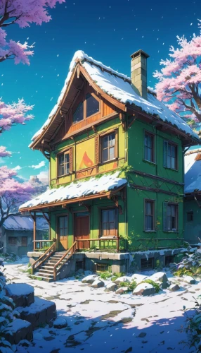 winter house,lonely house,little house,winter background,wooden houses,dreamhouse,wooden house,home landscape,small house,butka,cottage,snow roof,christmas wallpaper,summer cottage,snow scene,house in mountains,house in the mountains,apartment house,old home,sakura background,Illustration,Japanese style,Japanese Style 03