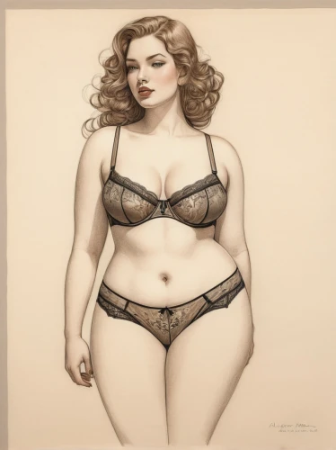 gossard,shapewear,underwire,dita,female body,brassieres,objectification,fatale,rosson,curvaceous,watercolor pin up,torrid,currin,valentine pin up,curvier,pin ups,female model,marylyn monroe - female,valentine day's pin up,niffenegger,Illustration,Black and White,Black and White 26