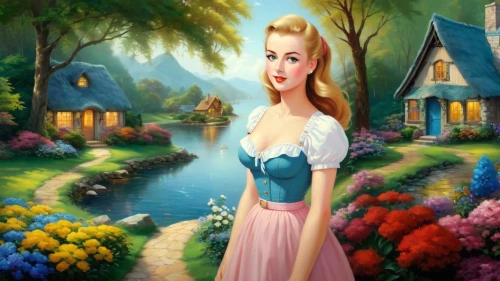 dorthy,fairy tale character,cinderella,cendrillon,thumbelina,fairyland,girl in the garden,housemaid,fantasy picture,fantasyland,belle,alice in wonderland,princess sofia,fairy tale,prinses,gwtw,disneyfied,connie stevens - female,storybook character,girl in flowers