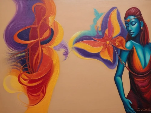 fire artist,radha,varekai,danxia,samsara,oil painting on canvas,indian art,aura,flamenca,dancing flames,gemini,demoiselles,seni,siddharta,smoke art,neon body painting,graffiti art,khalsa,dakini,painting technique,Illustration,Realistic Fantasy,Realistic Fantasy 45