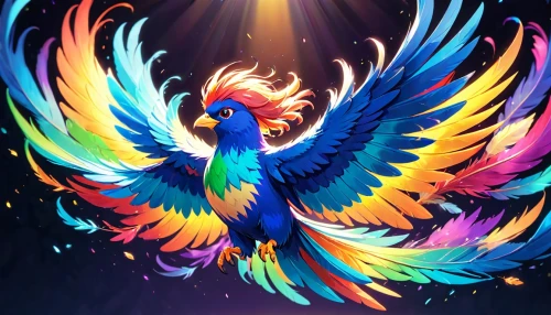 uniphoenix,phoenix rooster,blue and gold macaw,garrison,peacocke,colorful birds,aguiluz,bird png,blue macaw,dove of peace,chakavian,phoenixes,phenix,blue parrot,fenix,macaw,chamoiseau,macaw hyacinth,featherlike,bird illustration,Anime,Anime,Realistic