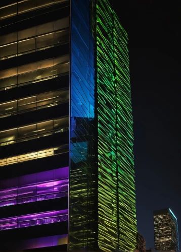 costanera center,vdara,colored lights,azrieli,the energy tower,pc tower,são paulo,escala,brickell,glass building,barangaroo,dallas,tel aviv,vivid sydney,bgc,renaissance tower,glass facades,rotana,office buildings,glass facade,Photography,Documentary Photography,Documentary Photography 37