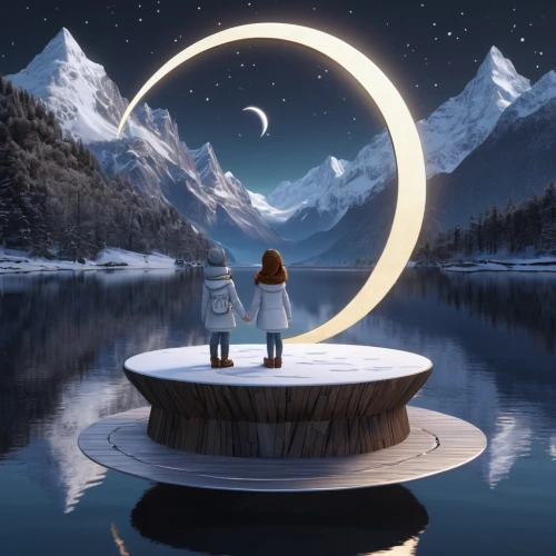 the moon and the stars,moon and star,romantic scene,moon and star background,dreamfall,lemniscate,moonlit night,moonlighters,moon phase,hanging moon,fantasy picture,moonlighted,moonwalked,romantic night,sci fiction illustration,moonlit,moonbeams,moonlight,magical moment,the moon,Unique,3D,3D Character