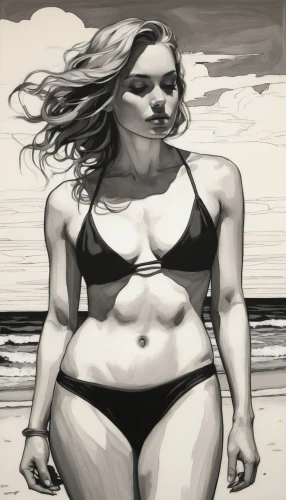 beachgoer,muscle woman,beachvolley,beach volleyball,beach background,beach toy,digital painting,underpainting,beach sports,digital drawing,summer line art,piddling,beachcomber,speegle,swimmer,comic halftone woman,rotoscoped,beaching,studies,girl on the dune,Illustration,Black and White,Black and White 12