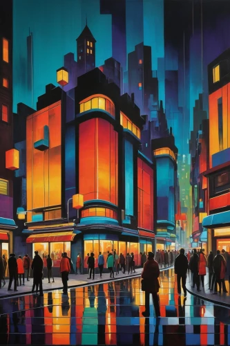 radio city music hall,cityscapes,city scape,world digital painting,cybercity,art deco,metropolis,night scene,cinerama,coruscant,bladerunner,cityscape,mcquarrie,sky city,futurist,cityzen,urbanworld,colorful city,fantasy city,shangai,Art,Artistic Painting,Artistic Painting 29