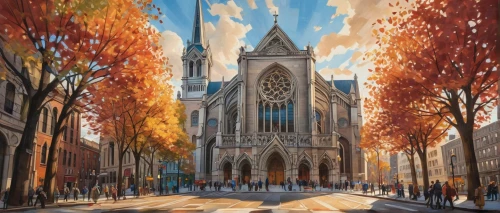 church painting,notredame,cathedral,nidaros cathedral,gothic church,haunted cathedral,duomo,notredame de paris,koln,spui,notre dame,orensanz,luxeuil,utrecht,kerk,dubbeldam,pcusa,the cathedral,sagrada,delft,Art,Artistic Painting,Artistic Painting 45