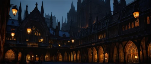 haunted cathedral,metz,dusk background,neogothic,night scene,markale,medieval town,theed,ravenloft,cathedral,darktown,city at night,medieval street,schuitema,nocturne,milan,cathedrals,illumination,medieval,duomo,Art,Classical Oil Painting,Classical Oil Painting 15