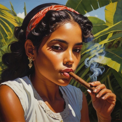 smoking girl,polynesian girl,chicana,tretchikoff,hispaniolan,cuban,cubana,cuban cigar,girl smoke cigarette,cubanacan,cheroot,chicanas,peruvian women,cigarette girl,west indian jasmine,african american woman,havana,molossians,cuba,cuba havana,Conceptual Art,Fantasy,Fantasy 04