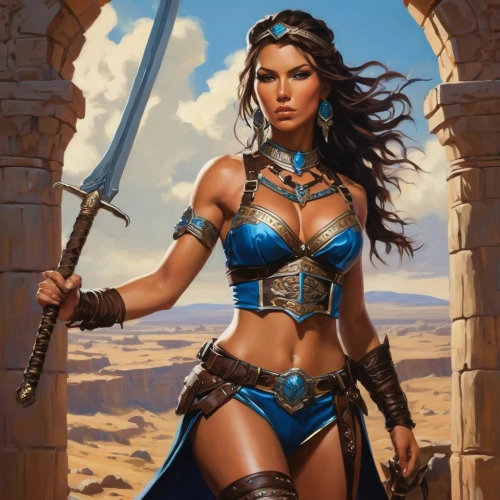 female warrior,kitana,warrior woman,inanna,barsoom,fantasy woman,fantasy art,asherah,fantasy warrior,akasha,krietor,neith,blue enchantress,asenath,yavana,sisoulith,fantasy picture,cleopatra,amazona,aramaean,Conceptual Art,Fantasy,Fantasy 14