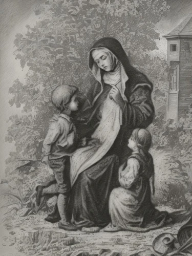 holy family,mother with children,mother and children,jesus in the arms of mary,the mother and children,scapular,mother of perpetual help,mama mary,pieta,natividad,immacolata,medjugorje,theotokis,foundress,the prophet mary,rosary,woman praying,visitation,mother teresa,novena,Art sketch,Art sketch,Ultra Realistic