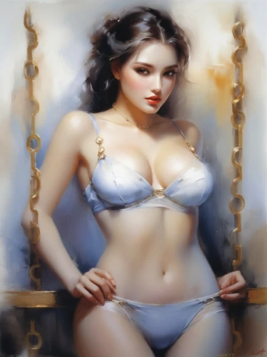 negligees,white lady,kushana,airbrushing,brassieres,mirifica,the sea maid,fantasy woman,viveros,decorative figure,retro pin up girl,pin ups,pin-up girl,viguerie,oriental princess,calystegia,yavana,bougereau,dita,fantasie,Conceptual Art,Oil color,Oil Color 03