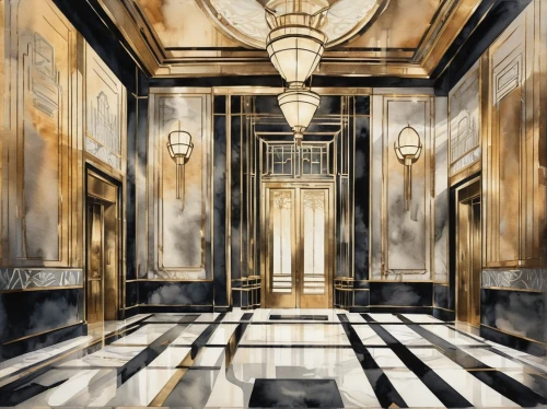 art deco background,corridors,corridor,hallway,art deco,enfilade,gringotts,marble palace,hall of the fallen,neoclassical,entranceways,hallway space,the threshold of the house,world digital painting,ballroom,passageway,anteroom,antechamber,background design,sacristy,Illustration,Paper based,Paper Based 25