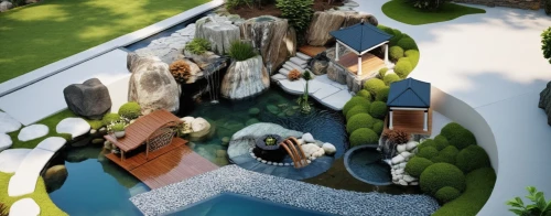 garden design sydney,landscape design sydney,koi pond,landscape designers sydney,climbing garden,garden pond,3d rendering,japanese zen garden,landscaped,mini golf course,floating islands,zen garden,3d render,floating island,roof landscape,roof garden,render,water feature,diorama,landscape plan,Photography,General,Realistic