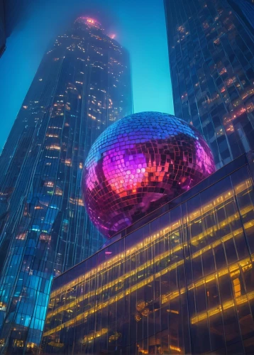 glass sphere,disco ball,prism ball,mirror ball,glass ball,guangzhou,crystal ball-photography,night view of red rose,glass balls,zeil,colored lights,cybercity,chongqing,futuristic architecture,glass building,taikoo,singapore landmark,megastructure,luminato,walt disney center,Illustration,Realistic Fantasy,Realistic Fantasy 38