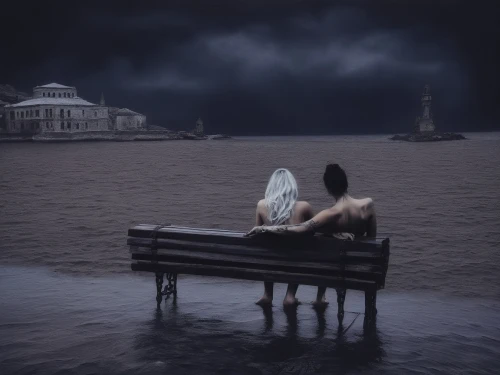 conceptual photography,sirene,photo manipulation,isoline,catatumbo,loneliness,melancholy,solitude,photomanipulation,surrealism,seadrift,mourning swan,drowned,abandonment,marooned,foundering,black landscape,submersion,adrift,dark gothic mood,Illustration,Realistic Fantasy,Realistic Fantasy 46