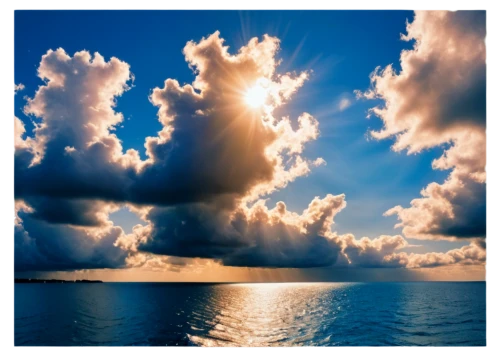 cloud image,cloud formation,cloudscape,cloudlike,sunburst background,god rays,atmosphere sunrise sunrise,sunbeams protruding through clouds,islamorada,clouds - sky,sun in the clouds,ocean background,cumulus cloud,sun through the clouds,sky clouds,clouds sky,swelling clouds,cloud shape,cloud shape frame,blue sky clouds,Illustration,Realistic Fantasy,Realistic Fantasy 19