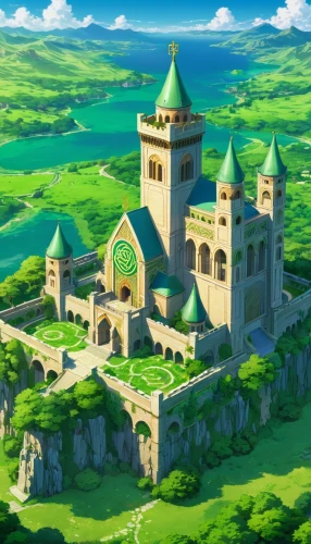 yazaki,alfheim,knight's castle,medieval castle,castletroy,ancient city,castle ruins,studio ghibli,fairy tale castle,kanawa,castle,castle keep,castleguard,kingdoms,miyazaki,ghibli,castlelike,kanto,mughul,yoshikuni,Illustration,Japanese style,Japanese Style 03