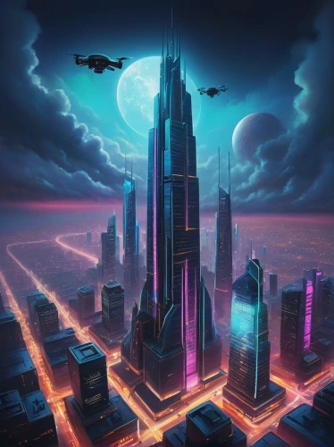 cybercity,cybertown,futuristic landscape,skyscraping,cyberport,megapolis,coruscant,metropolis,skycraper,sky city,skyscraper,skyscrapers,fantasy city,cityscape,city skyline,skyterra,sci fiction illustration,megacorporation,black city,megalopolis,Conceptual Art,Daily,Daily 34