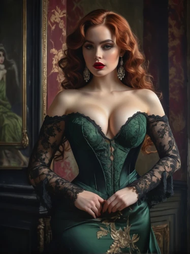 corsetry,corsets,victorian lady,victoriana,duchesse,corset,maureen o'hara - female,corseted,burlesques,ceremonials,knightley,chastain,latynina,sirenia,celtic queen,noblewoman,satine,evening dress,emerald,greensleeves,Art,Classical Oil Painting,Classical Oil Painting 02