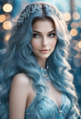 margairaz,celtic woman,margaery,fairy queen,amphitrite,galadriel,blue enchantress,mermaid background,elsa,ice queen,ice princess,the snow queen,undine,faires,white rose snow queen,sigyn,fantasy woman,lyria,behenna,fairy tale character,Photography,Cinematic