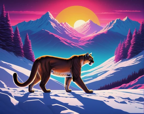 lynx,felidae,lionnet,vector illustration,cat vector,mountain lion,dusk background,tigerstar,serengeti,starclan,retro background,riverclan,alaska,vector art,leos,kenai,puma,kion,low poly,safari,Conceptual Art,Sci-Fi,Sci-Fi 12