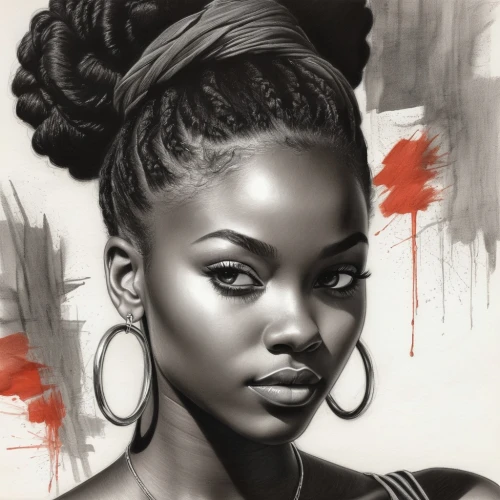 braid african,africaine,african woman,african american woman,dessin,digital painting,eshun,afroasiatic,africana,afro american girls,oluchi,charcoal pencil,african art,black woman,lachanze,beautiful african american women,girl portrait,world digital painting,michonne,twists,Illustration,Black and White,Black and White 30