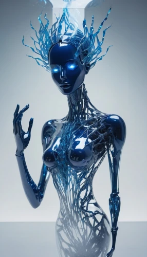 cortana,neon body painting,ice queen,bluefire,blue enchantress,water creature,cyberarts,water nymph,electro,fractalius,humanoid,vespertine,transhuman,woman sculpture,3d figure,cybernetic,crystallize,materialise,cyberia,naiad,Conceptual Art,Fantasy,Fantasy 02