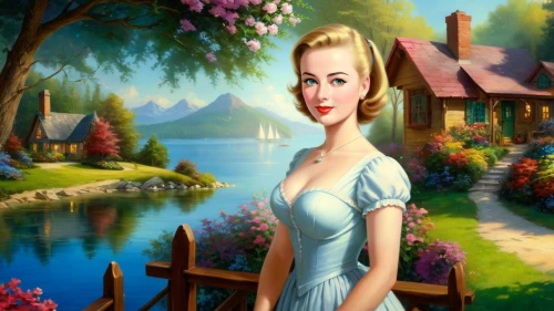 landscape background,cartoon video game background,the blonde in the river,world digital painting,dorthy,fantasy picture,girl on the river,portrait background,nature background,maureen o'hara - female,children's background,romantic portrait,springtime background,fairy tale character,romantic scene,photo painting,art painting,romantic look,blonde woman,background view nature