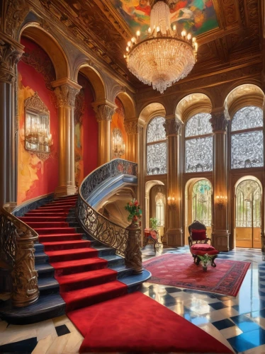 royal interior,crown palace,ritzau,grand hotel europe,europe palace,foyer,dragon palace hotel,ornate room,grand hotel,entrance hall,palladianism,casa fuster hotel,palatial,paradores,ballroom,hotel hall,opulently,dolmabahce,hotel de cluny,luxury hotel,Conceptual Art,Oil color,Oil Color 25