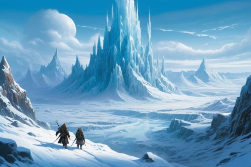 icewind,ice planet,hyperborea,hyperboreans,thingol,ice castle,erebor,jotunheim,gondolin,cryosphere,ice landscape,fantasy landscape,macroscale,tunheim,explorers,coldharbour,glaciations,icesheets,northrend,alfheim