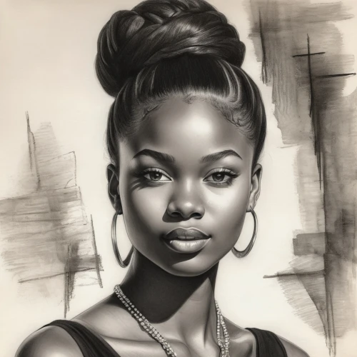 charcoal pencil,graphite,dessin,charcoal drawing,charcoal,ikpe,pencil drawings,lachanze,pinnock,oluchi,girl portrait,digital painting,africaine,girl drawing,african woman,brandy,pencil drawing,gurira,azealia,african american woman,Illustration,Black and White,Black and White 30